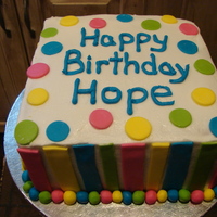 Polka Dot And Stripes 8" 2 layer stpies and polka dots made from mmf, and bc icing