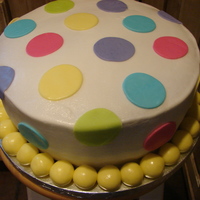 Polka Dot Shower Cake 10" 2 layer bc icing and mmf accents