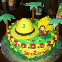Curious George Birthday 10' half butter, half white cake with buttercream. Trees are fondant and pretzels, bananas are runts marked with edible marker. I...