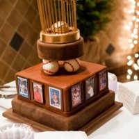 World Series Trophy This groom is a baseball fanatic. These were some of his favorite players in the edible baseball framed "cards". What better time...