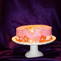 My First Cake I used a mix, then a thin crumb coat with white canned frosting, then chilled... then colored remaining buttercream frosting and covered...