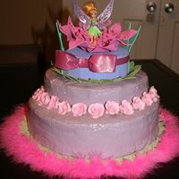 Disney Tinkerbell Vanilla cake with vanilla custard filling, and traditional merengue frosting.Thanks cake central members for the inspiration.