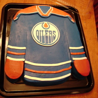 Oilers Jersey Logo is FBCT. Have made this cake before but it turned out way better this time.
