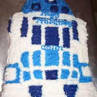 R2D2 For my little boy's 7th birthday. This cake pan is expensive to find, but worth it.
