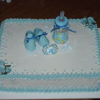 Baby Shower Cake I had the most horrible time with this cake. It was 89 degrees in my house, with no AC. The icing kept sliding off, had to remake it about...