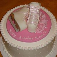 Birthday Skate Cake! I got a second order for these hand-made skates. These are becomming popular around here! Very happy with this one. Fondant/gumpaste skates...