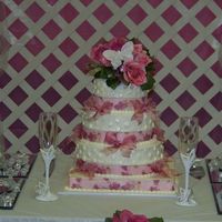 My First Wedding Cake I know it is off center, but it was level! LOL!!!!! And I can't smooth icing to save my life. But it was all eaten and everyone loved...