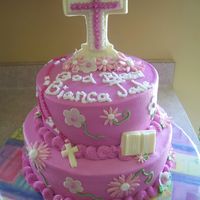 Bianca's Communion A special cake for a friend's Communion. She liked a cake done by lara3teach but asked for a few modifications. The Crosses and Bible...