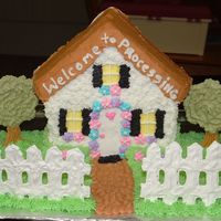 Welcome New Team Members This was my first 3D cake, it was to welcome new team members. The fence/trees are royal icing, everything else buttercream.