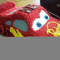 Lightning Mcqueen using the car pan--what a fun cake to make! Thanks to KrisD13 for the turorial! I didn't follow all your directions, but it was a good...