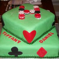 Mmf Poker Themed Wedding Shower Cake Convered in MMF with MMF poker chips to make a letter "H"