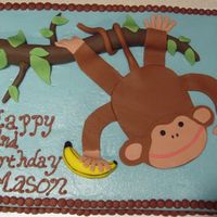 Monkey With Fondant Monkey themed cake that I copied from pinkcakebox.com