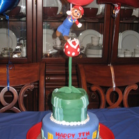Mario Party did pirahna plant trying to eat mario (scene for video game) and on the bottom tier just classic mario video game back drop. all fondant,...