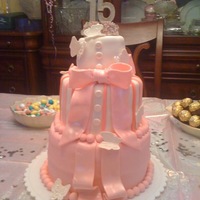 Quinceanera Cake butterflies are gumpaste topper is purchased. the rest is fondant.