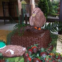 Duck Hunters Grooms Cake the ducks and branch are out of rice crispy treats.