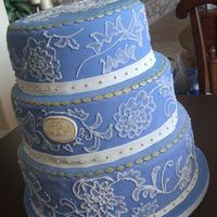 Brush Embroidery Wedding Cake 10" - Lemon cake; 12" - White; 14" - Chocolate cakeDesign was from a photo the bride found on the internet. I was pleased...