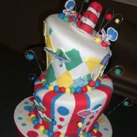 Dr. Seuss Topsy-Turvy My third topsy-turvy and each time has been a learning experience. The top tier is chocolate and the bottom tier is WASC. Covered and...