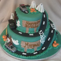 Halloween / Police Car Birthday Client wanted a halloween scene with police cars -- this is what I came up with.