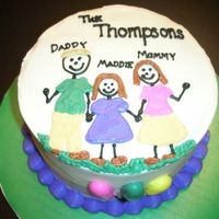 Adoption Cake For my boss & family - he and his wife adopted her granddaughter and wanted "a kid's stick-figure drawing" to celebrate...