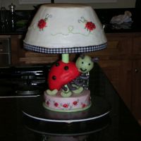 Ladybug Lamp Cake Shower for a friend at work. Based on a lamp from her registry. Meant to put a black& white ribbon on top but ran out of time! Ladybug...