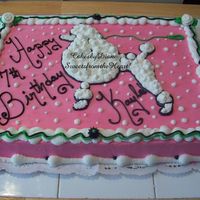 Poodle all bc. flowers are ribbon roses from toba garrett's fondant. i traced a pattern then just piped in the curly hairs.thanks for looking...