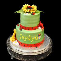 Bugs And Bows Buttercream with fondant accents, silk sunflowers