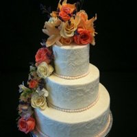 Crotts Embossed Buttercream, with fresh flowers, Sizes 12, 8, 5