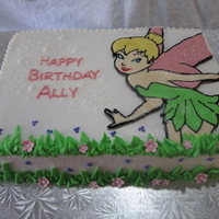 Tinkerbell FBCT of Tinkerbell, fondant flowers, the rest is buttercream.