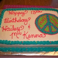 Peace I made this cake for two young ladies to celebrate their 13th birthday.