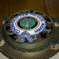 Military Cake This cake is a military cake with edible image military logo, fondant dog tags and camo buttercream. The person who ordered the cake wanted...