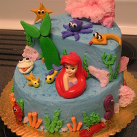 Little Mermaid All characters are fondant - coral is sugar or chocolate and little mermaid is plastic