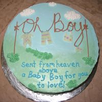 Oh Boy Baby Shower Cake This is my version of the oh so famous clothes line cake. I wanted to use both blue and green frosting so I tried not blend it to much. I...