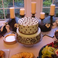 Paisley Sister-In-laws bridal shower cake. Italian buttercream cake. Her colors were blue and brown and the invites had paisleys and polka dots on...
