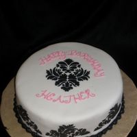 Damask Birthday Cake MMF with Buttercream stencil and writing. My first try with the damask stencil. I have a lot to learn about it but I think once I do I'...