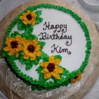 Sunflower Birthday This was an impromptu birthday cake for a friend. My first try with the bc sunfowers. They turned out alright.