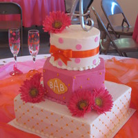 Pink And Orange A bright and fun cake for a fun couple.