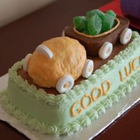 Going Away Cake I made this cake for a friend who will be moving to Medicine Hat. It is a chocolate cake with a vanilla pudding filling. The wagon is made...