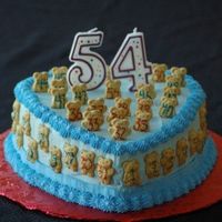 Happy Bear-Day Mom This is a carrot cake with whipped cream icing. I used a vanilla pudding filing. My hubby helped by numbering the bears using edible-safe...