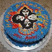 Kiss Birthday Cake Had a lot of fun making this KISS birthday cake for my husband! I made the face outlines using the Wilton color-flow method, then drew on...