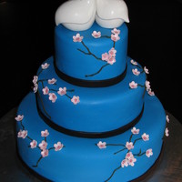 Jen And Mark's The blue was matched to the bridesmaid dresses