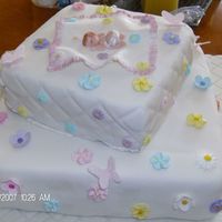 Daughters Baby Shower Cake Made with fondant and royal icing for the flowers