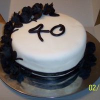 Bethany Over The Hill 40th birthday for my boss. chocolate cake with peanut butter filling(thanx ShirleyW). First gumpaste roses. It was challenging keeping the...