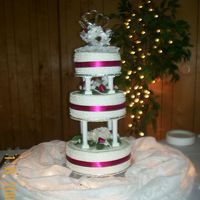 Wedding/annv. This was my first cake with tiers. Top layers is french vanilla with bullviarn cream middle, second layer is german choc, with the same...