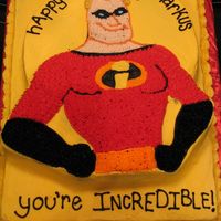 Mr. Incredible I used the batman pan to make Mr. Incredible.