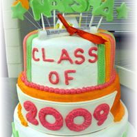 Class Of 2009 This is a 2layer 3 tier yellow batter cake. I made marshmallow fondant and used it for the accent pieces. I used butter cream for the bace...