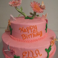 Butterflies And Flowers Customer asked for butterflies and this was the result, i really enjoy making girly cakes!