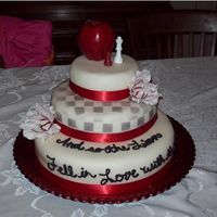 Twilight Series Cake 3 tier French Vanilla, Lemon, and Strawberry, BC and covered in MMF. 16th birthday cake for my niece. Based off of the covers of the...