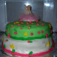 Just A Practice Cake .. First Ever Tier Cake bc on both top and bottom and choco-pan icing on top layer as well..... then bought a little figurine and wanted to use it so i put it on...