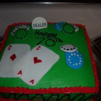 2Nd Cake Ever!!! buttercream icing, and fondant..... one plastic poker dealer chip...