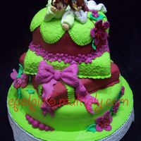 Fuschia & Chartreuse Wedding Cake 